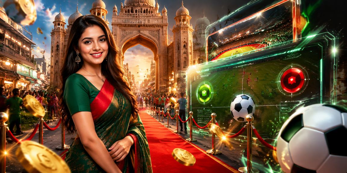bd54 তে ফুটবল বেটিং বাংলাদেশের পতাকা রঙের পটভূমিতে